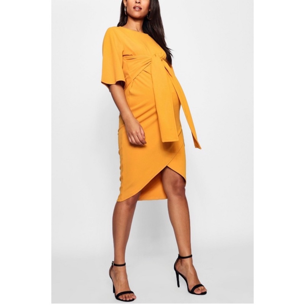 Maternity Kimono Wrap Over Midi Dress